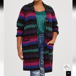 Torrid Coatigan collared sweater multicolor size 1